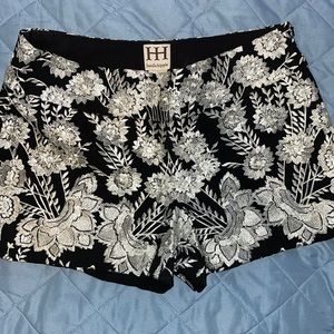 Haute Hippie Silk Floral Embroidered Shorts